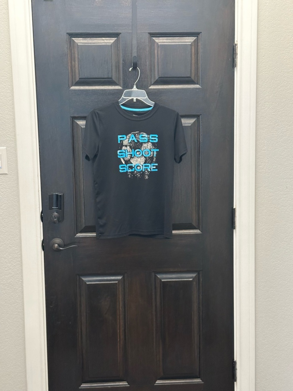 BCG Black and Teal Soccer Theme Quick Dry Shirt Boys Large